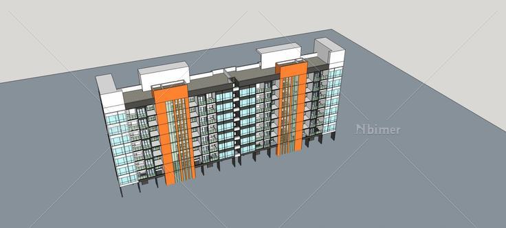 现代多层住宅楼(74437)su模型下载