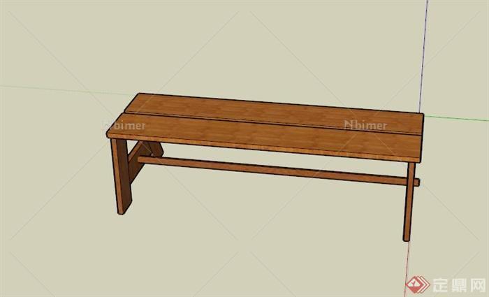 某现代木制长板凳设计SU模型