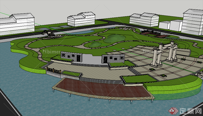 某现代风格公园绿地景观规划设计SU模型素材