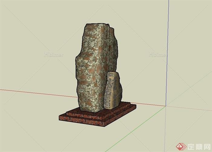 某小区标志景石石头设计su模型