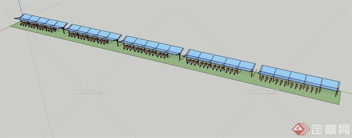 自行车棚设计SU模型