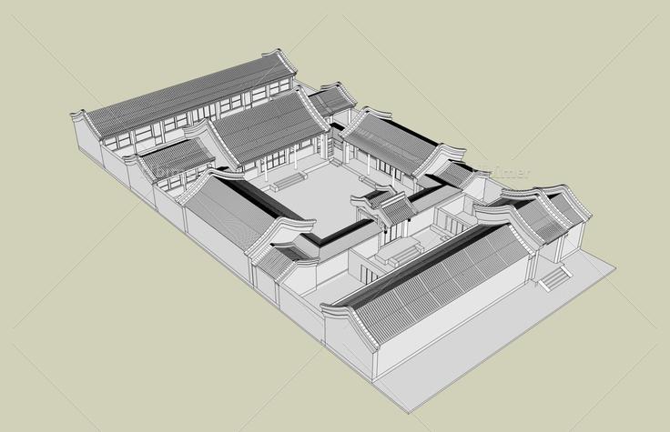 中式四合院(38791)su模型下载