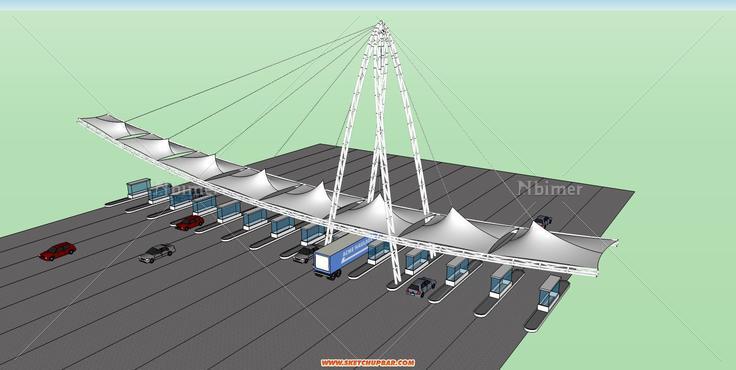 一个张拉膜高速收费站方案，求吧币。