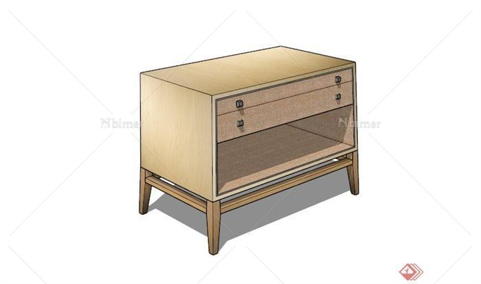 现代木质抽屉床头柜SU模型[原创]
