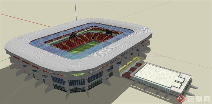 现代足球体育馆建筑设计su模型
