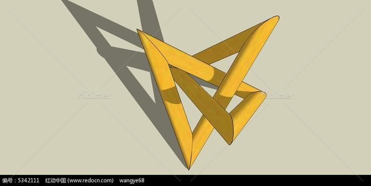 创意三角形雕塑SU模型