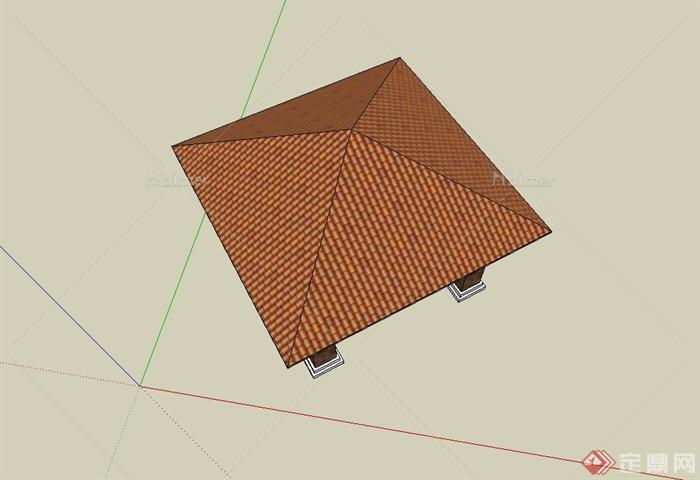 西班牙凉亭设计su模型