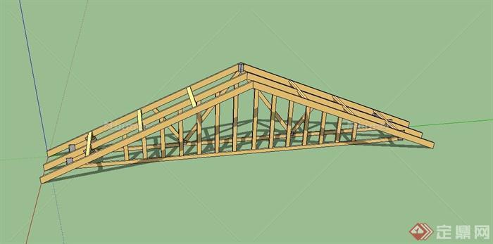 某建筑屋顶构建设计SU模型