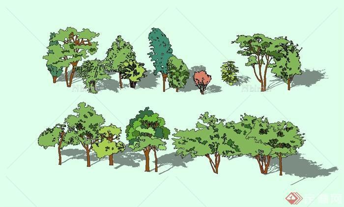 多种不同的写意景观树木植物设计su模型[原创]