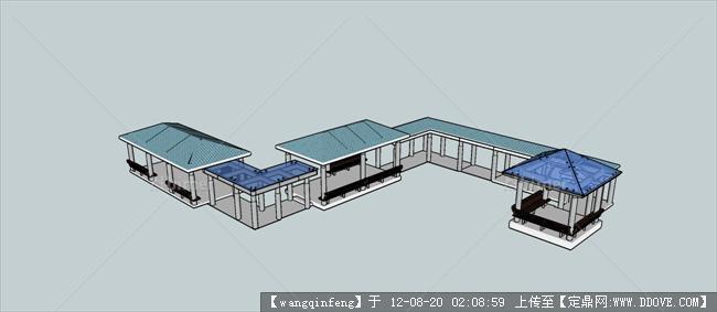 连廊景观亭su模型