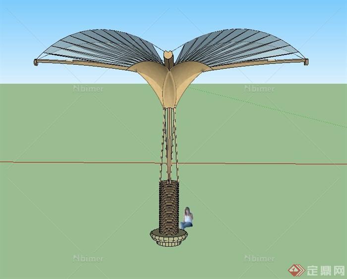 现代某高杆廊架凉亭设计SU模型