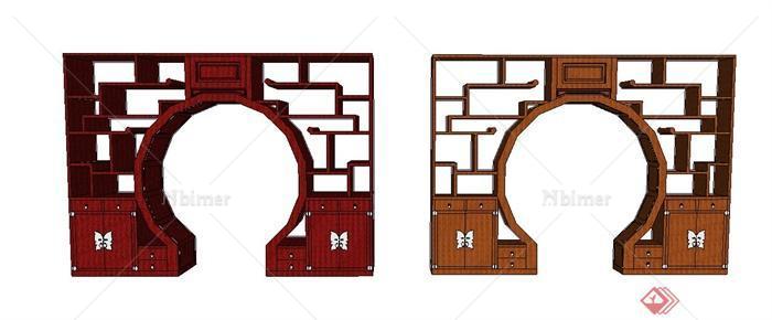 中式风格室内博古架su模型