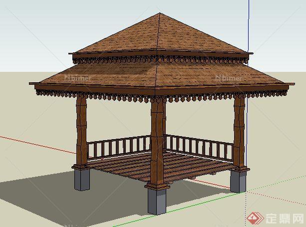 东南亚风格泰式休闲亭设计SketchUp(SU)3D模型