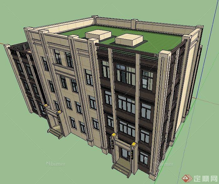 一栋新古典风格办公楼建筑设计su模型
