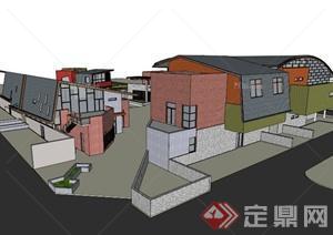 现代某多栋多层办公建筑设计SU模型