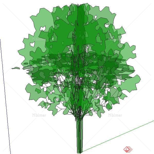 一株3D景观手绘树木SU模型素材