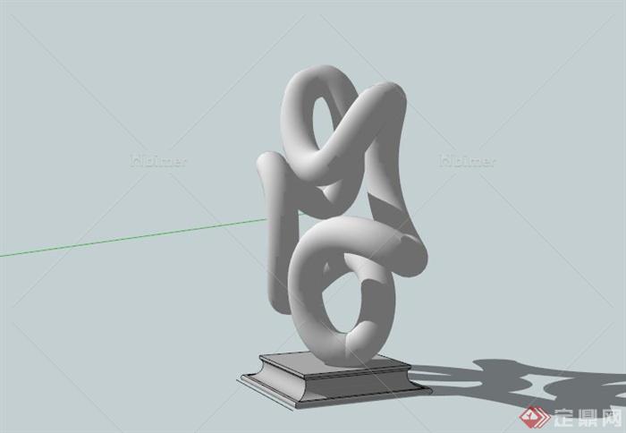 现代扭曲绳子雕塑小品设计SU模型[原创]