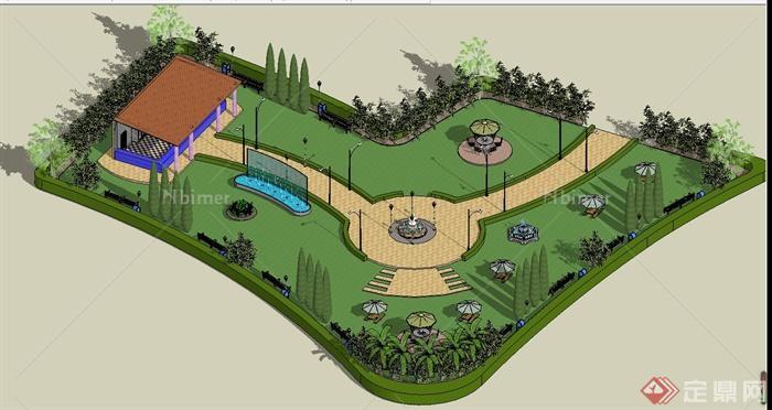 某小型公园景观设计SU模型2