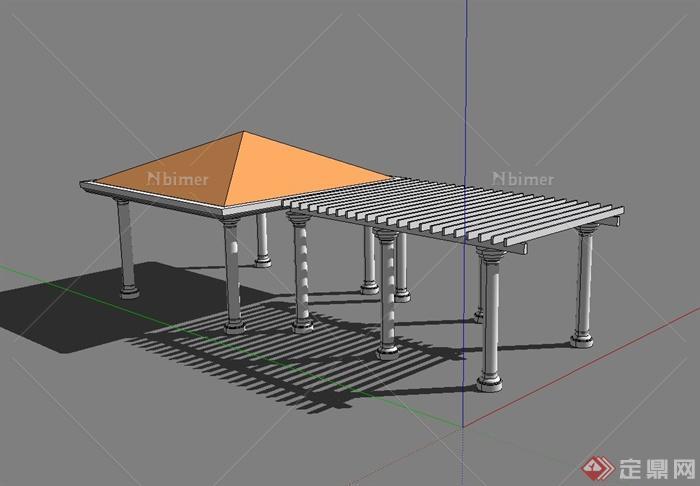 某欧式风格亭廊组合su模型[原创]