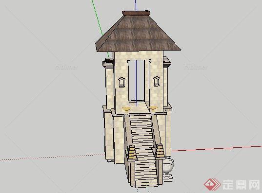 东南亚风格门楼景观小品SketchUp(SU)3D模型