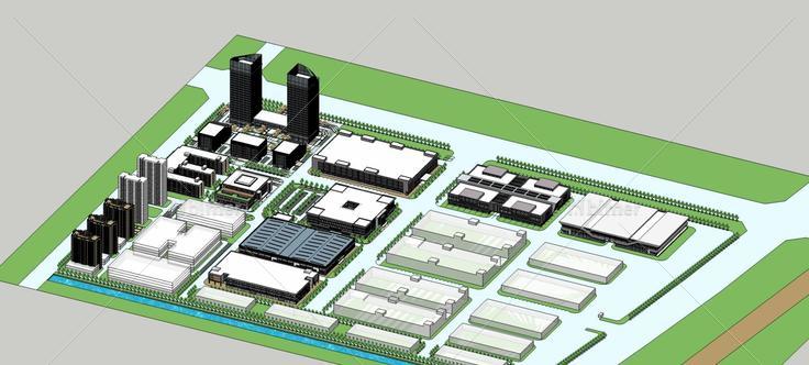 现代科技产业园规划(79120)su模型下载