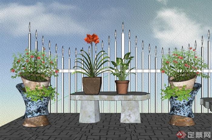 现代常见植物盆栽设计SU模型[原创]