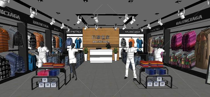 巴黎世家服装店(100239)su模型下载