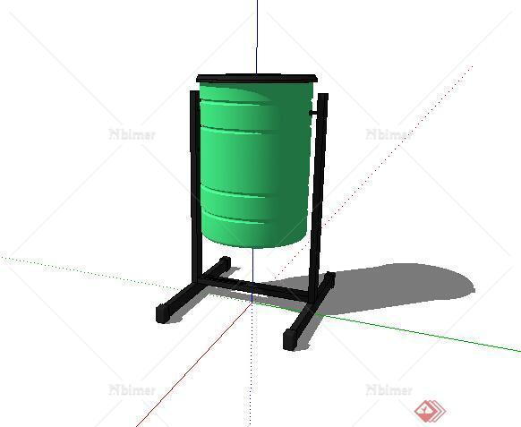 某绿色水桶设计SU模型素材