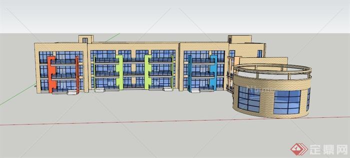 现代某地幼儿园三层建筑设计SU模型