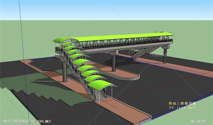 绿色过街天桥的SU模型设计