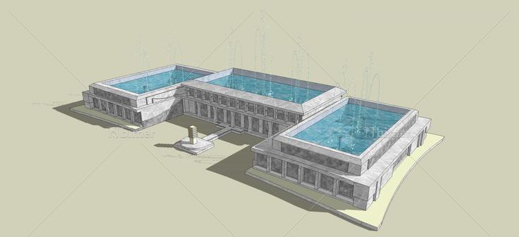大型喷水池(45736)su模型下载