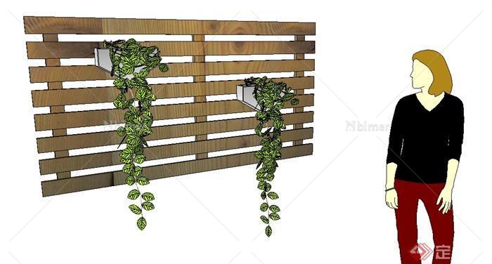 某园林景观壁挂式木制花架SU模型