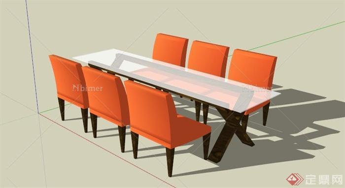 某现代设计会议桌SU模型