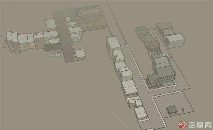 某欧式风格小镇商业综合建筑设计SU模型