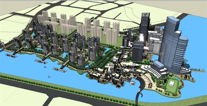 滨海新城城市规划方案SU精致设计模型[原创]