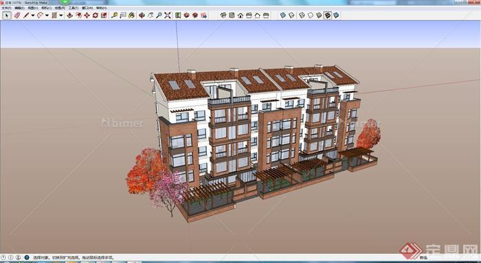 某地现代风格住宅建筑设计方案SU模型6