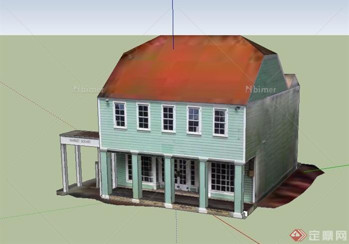 某美式两层组合式住宅建筑设计SU模型