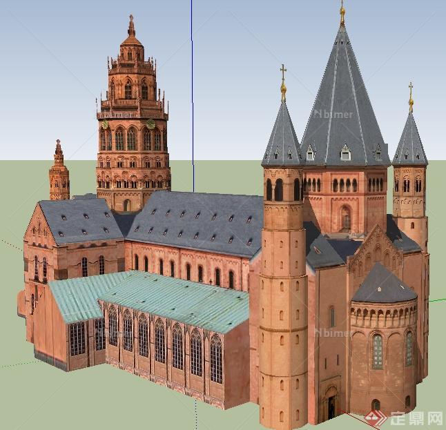 某英式风格大教堂建筑设计SU模型