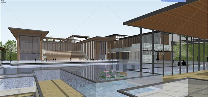 某新中式风格木结构商业会所建筑方案设计SU模型