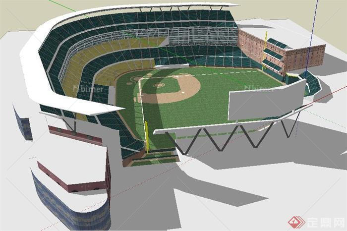 现代某橄榄球体育馆建筑设计su模型