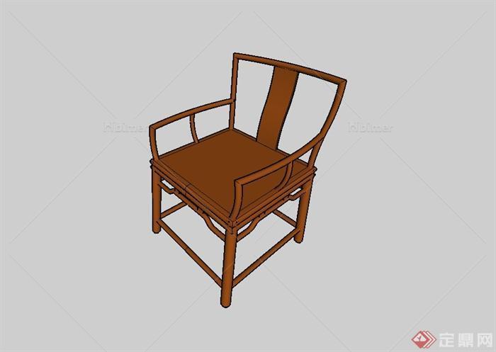 某现代中式风格靠背座椅SU模型设计[原创]