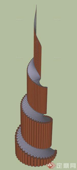 特色螺旋式景观柱设计SU模型