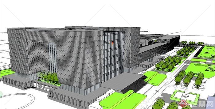 某精致现代风格政府办公大楼建筑设计SU模型[原创