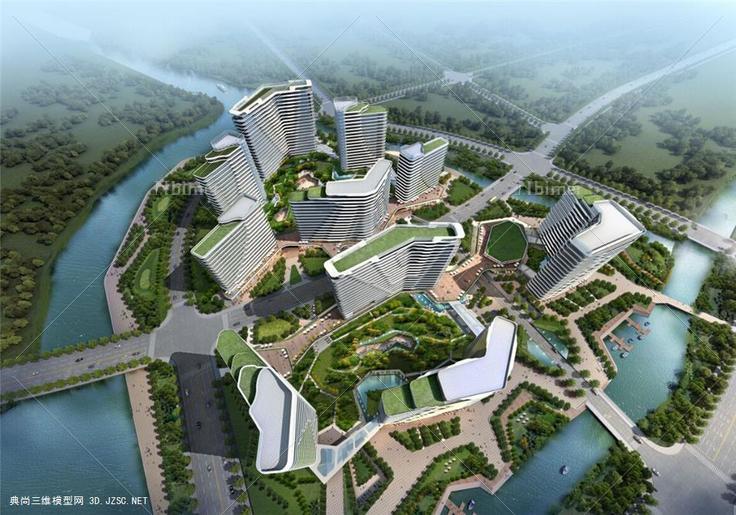 上海佘山地块酒店商业公寓景观规划su模型