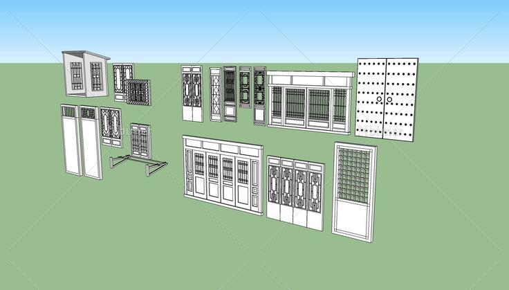 古门窗大集合(122393)su模型下载