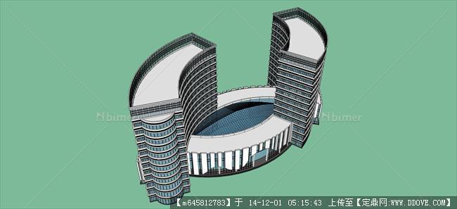 酒店单体建筑设计su模型