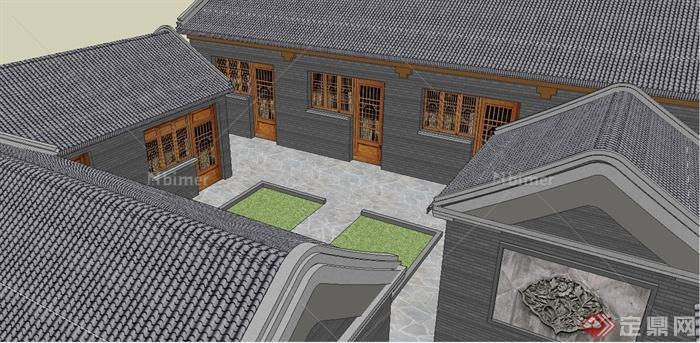 某中式风格民房住宅建筑设计su模型