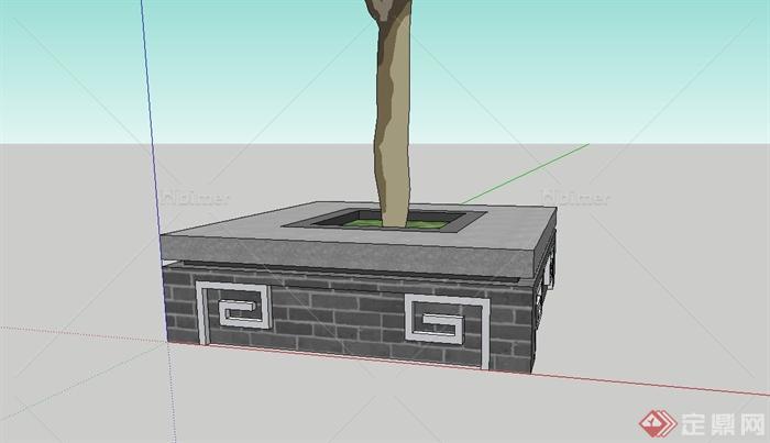 现代中式树池设计su模型