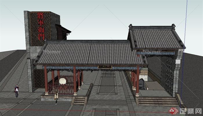 古典中式衙门大门设计SU模型