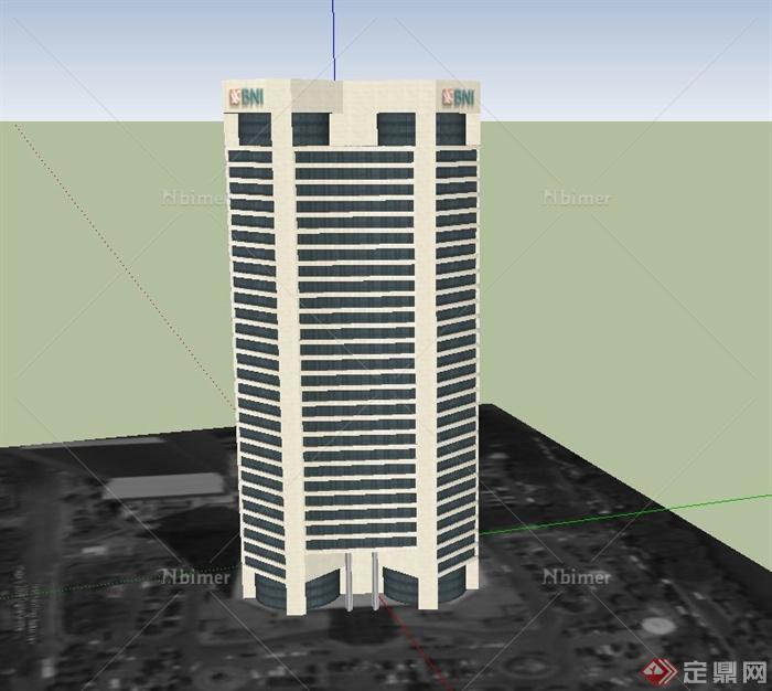 某现代银行办公大楼建筑设计SU模型